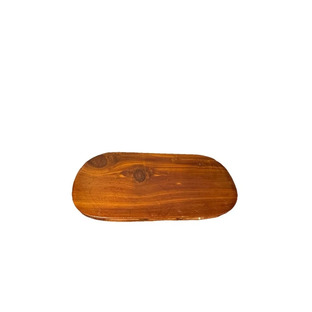 Vintage Oval Shaped Cedar Wood Box w Hinged Lid Jewelry Keepsake Trinket